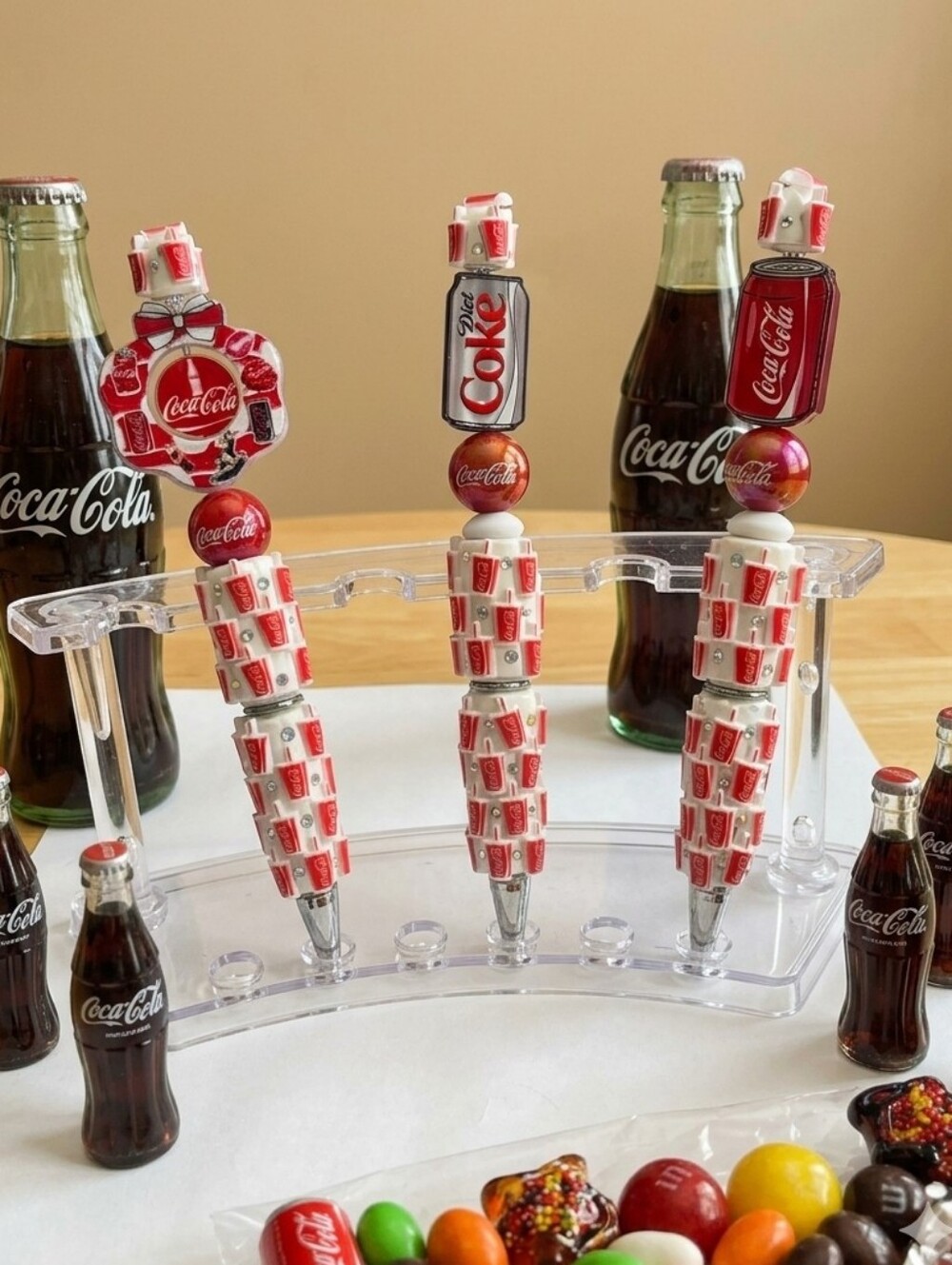 🥤 Custom Coca-Cola Wreath And Bow Style Beadable Pens 🥤
